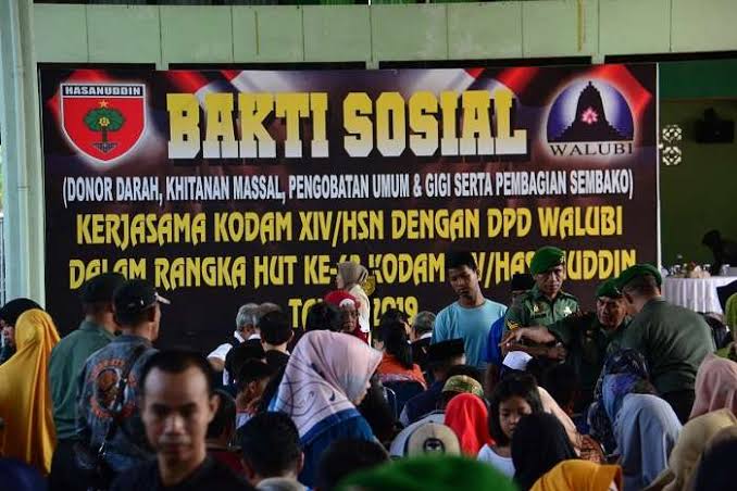 Walubi Sulawesi Selatan Bekerjasama dengan Kodam Hasanuddin Gelar Baksos Peringati HUT ke-74 TNI